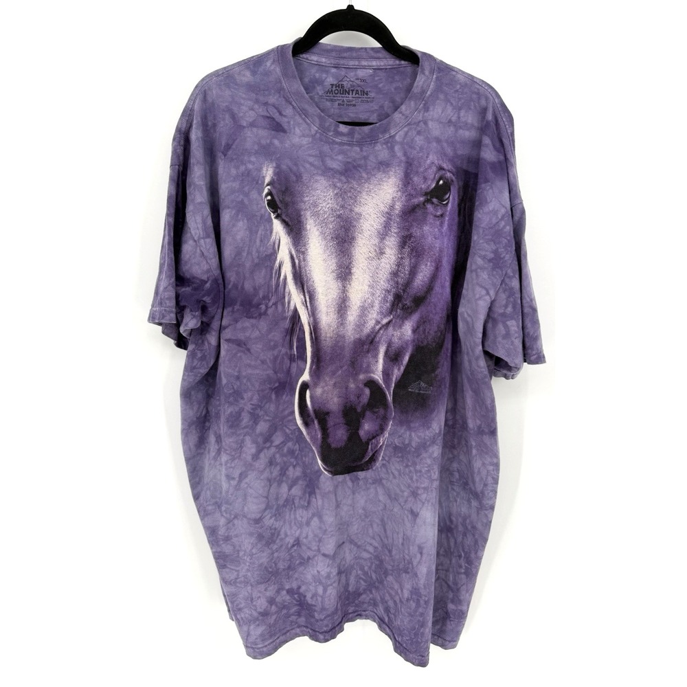The Mountain Purple Tie Dye T-Shirt With Horse Graphic Men's 3XL Shirt Sleeve